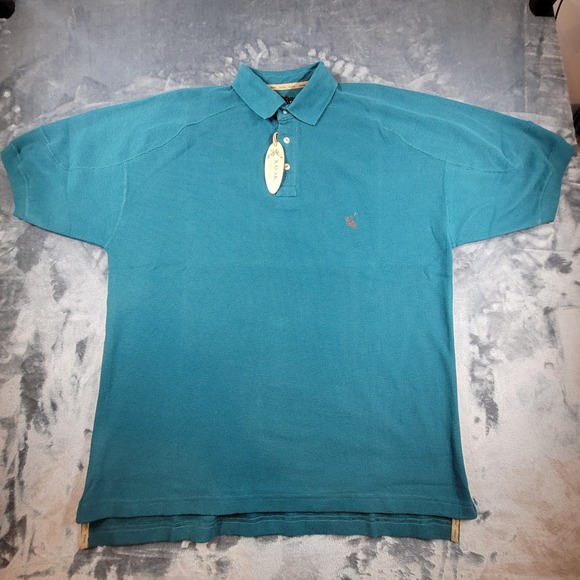 Kayak Other - VTG Kayak Mens Glacier Teal Blue Waffle Knit Cotton Polo Shirt 121-153 L NWT